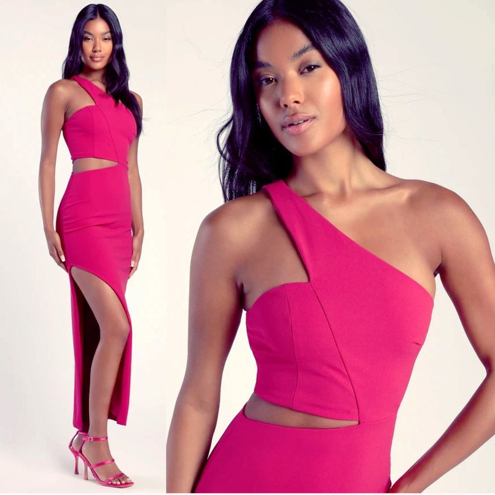 Lulu's Pink One-Shoulder Maxi Dress
